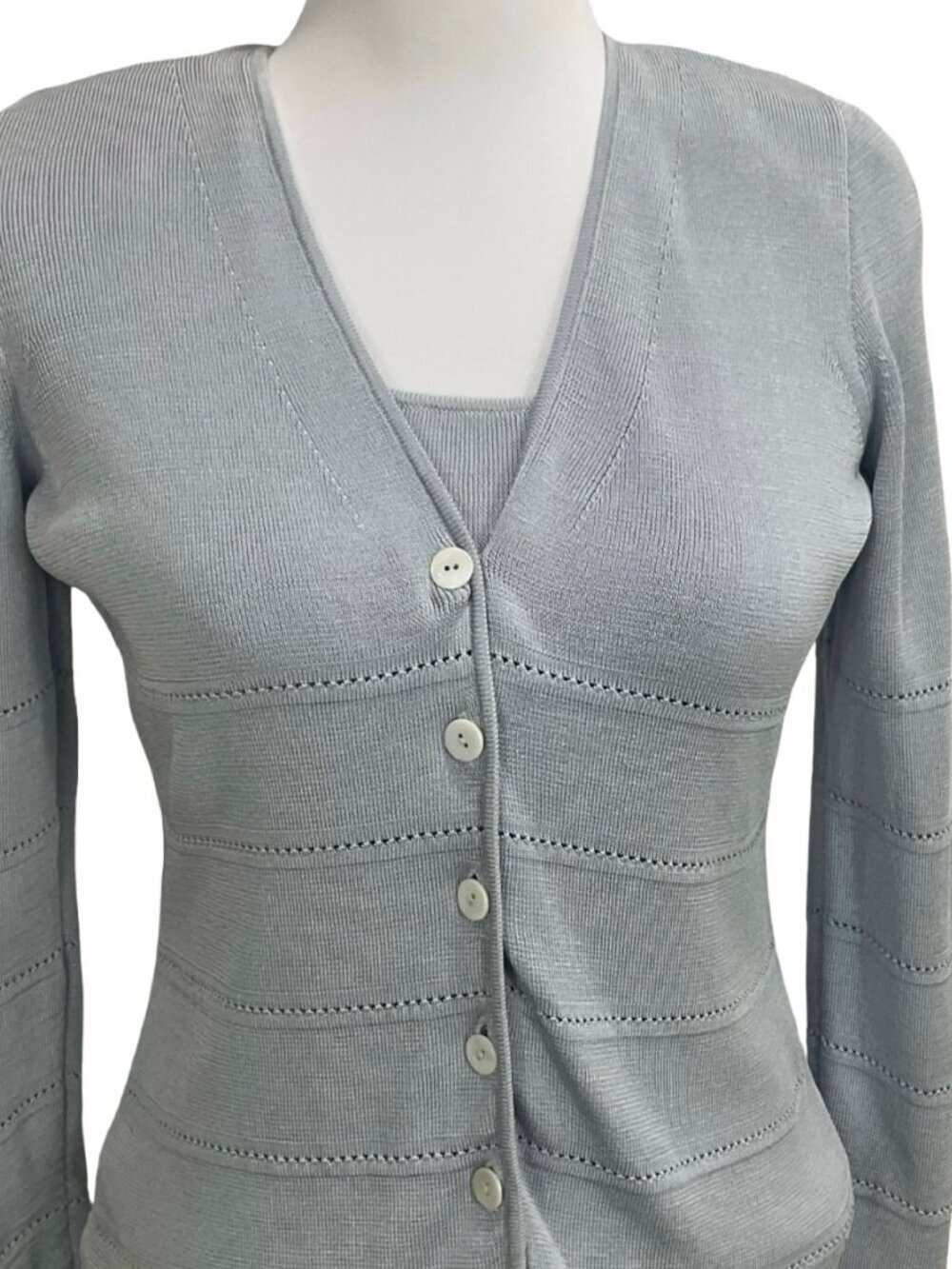 Dana Buchman Petite Silk Light Blue Cardigan & Tank Top Small P - Picture 1 of 5
